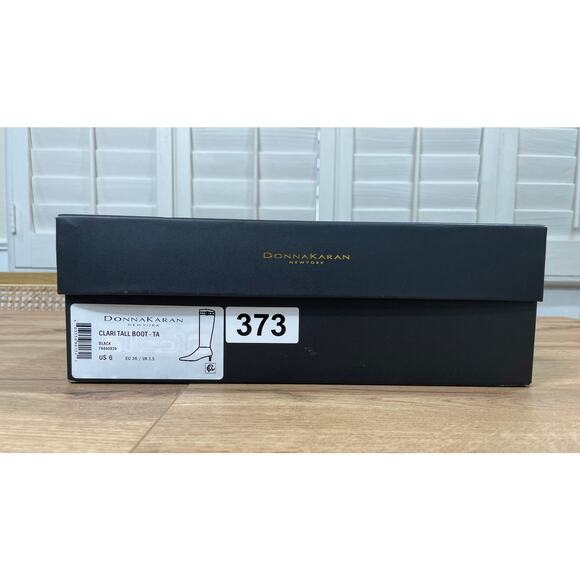 Donna Karan New York Women's Clari Tall Boot Black Leather Gold Heel Size 6 NIB - Picture 12 of 16